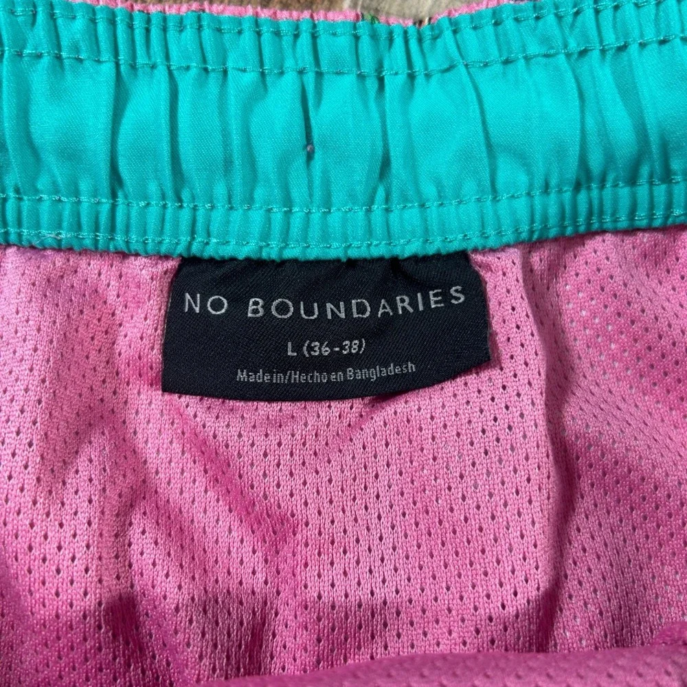 No Boundaries Pink Dinosaur Roller Skate Swim Trunks Quirky Large Shorts Funny